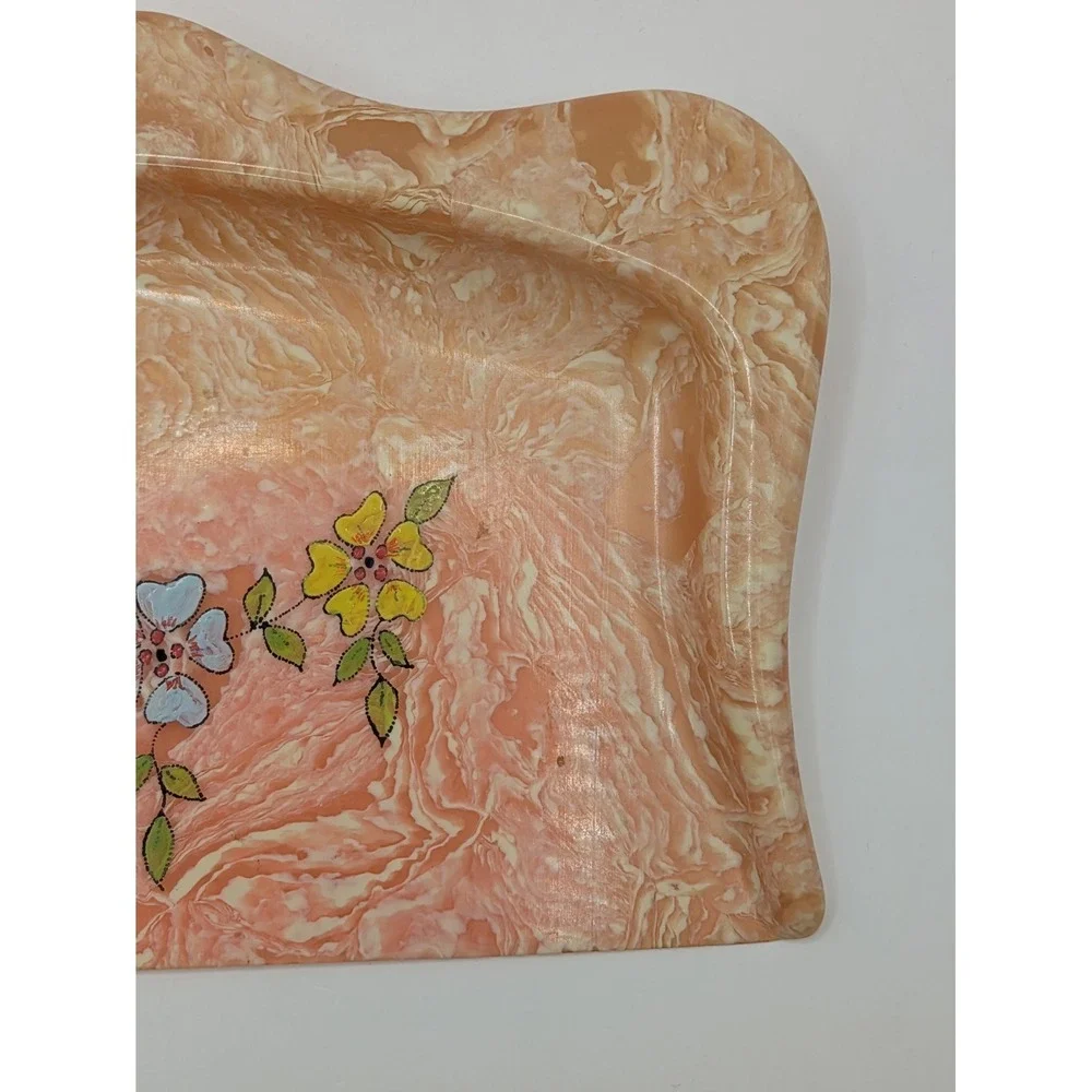 Vintage Celluloid Table Crumb Catcher Silent Butler‎ Pink Marble